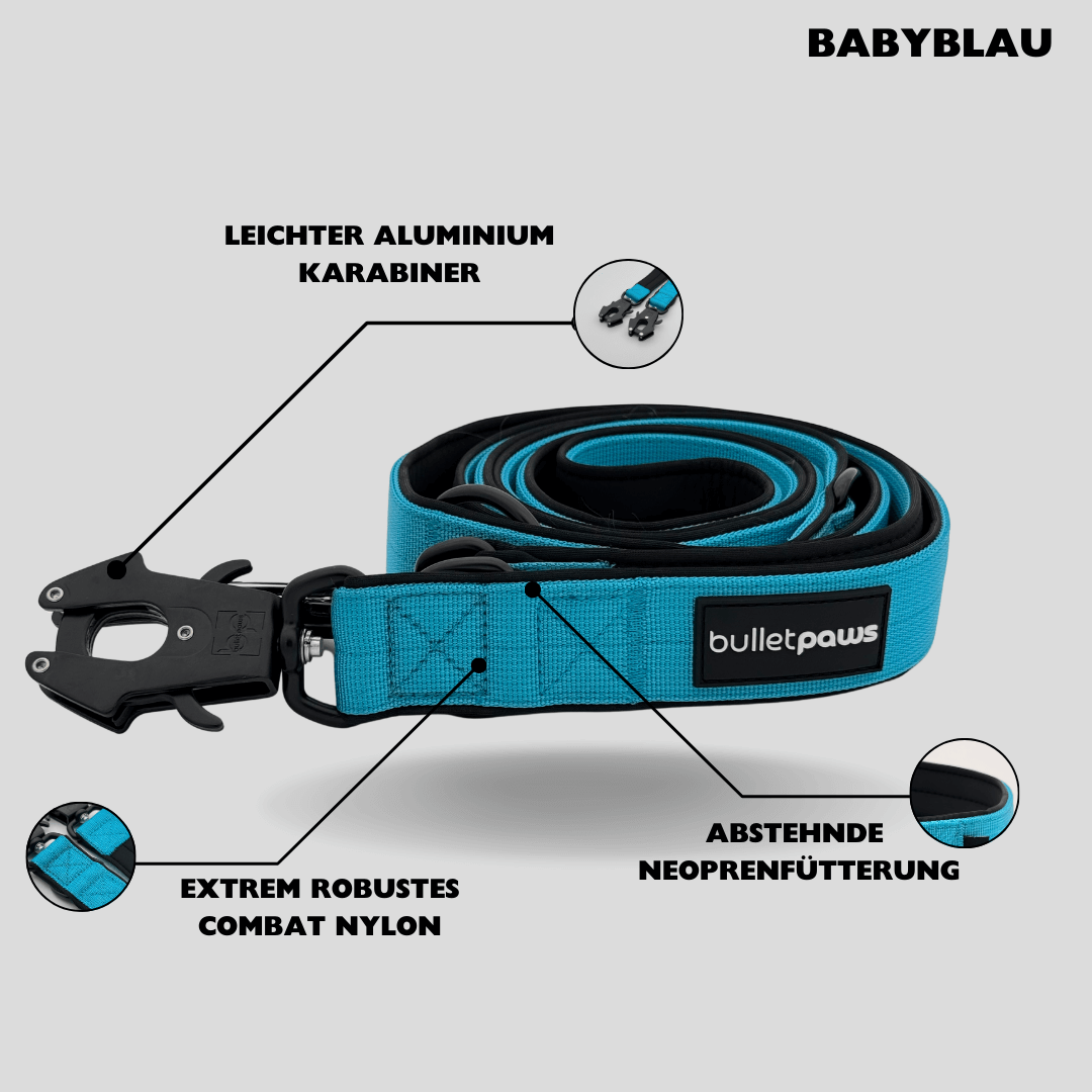 Dreifach verstellbare Hundeleine 2,2m - Babyblau - BulletPaws