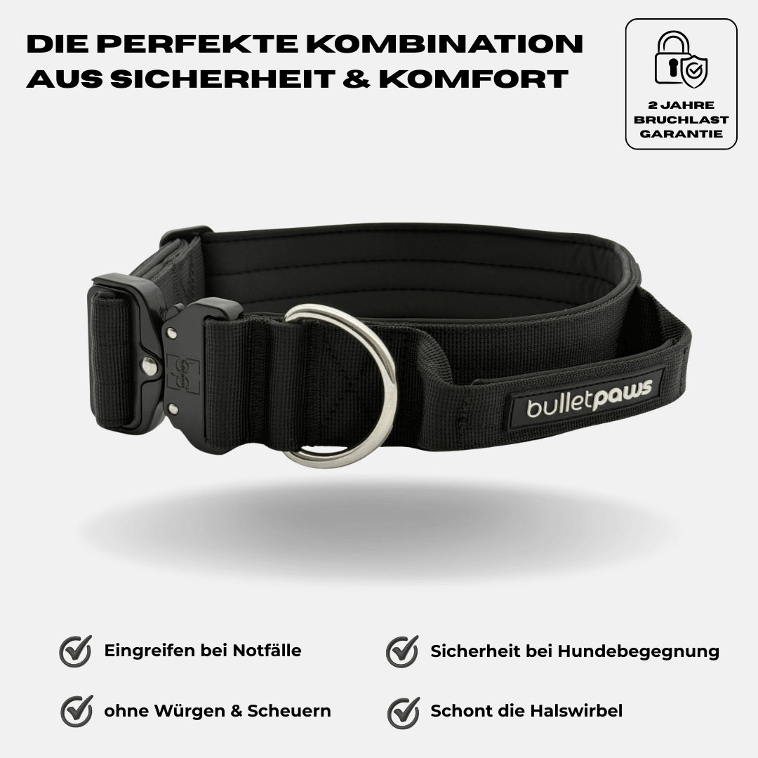 4cm Alpha Hundehalsband mit Griff - BulletPaws