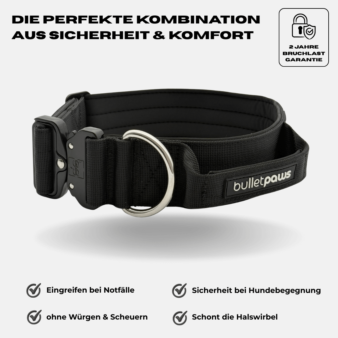 5cm Alpha Hundehalsband mit Griff - BulletPaws