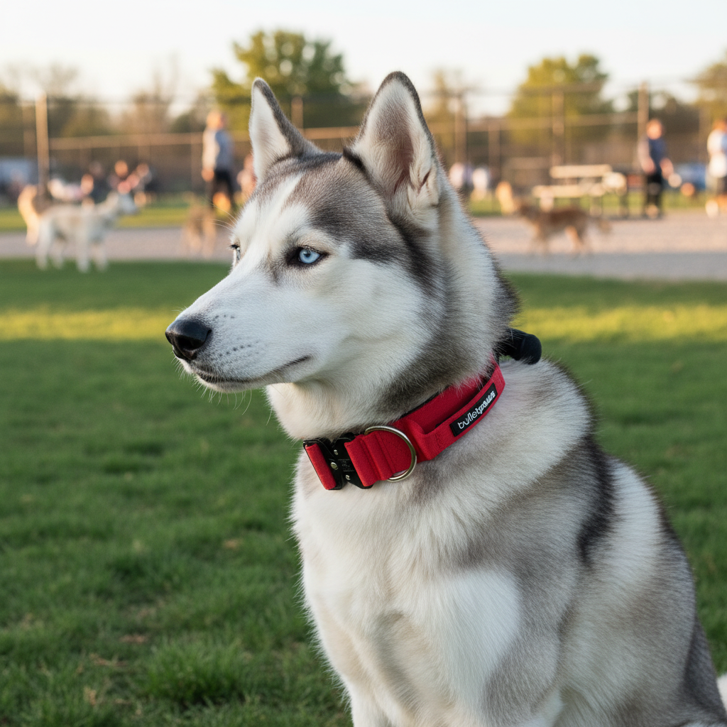 4cm Alpha Hundehalsband mit Griff - Schwarz - BulletPaws