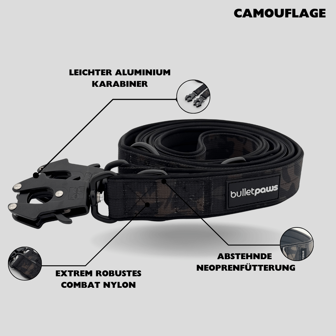 Dreifach verstellbare Hundeleine 2,2m - Camouflage - BulletPaws